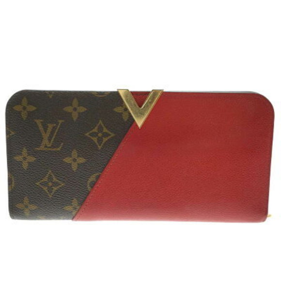 Louis Vuitton Portefeuille Kimono Wallet Monogram Leather Brown Red - Picture 1 of 12